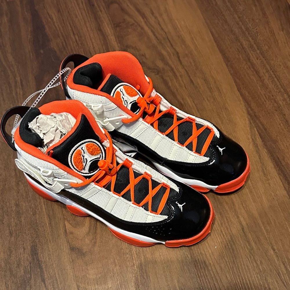 AIR JORDAN Black and Orange Athletic Sneakers